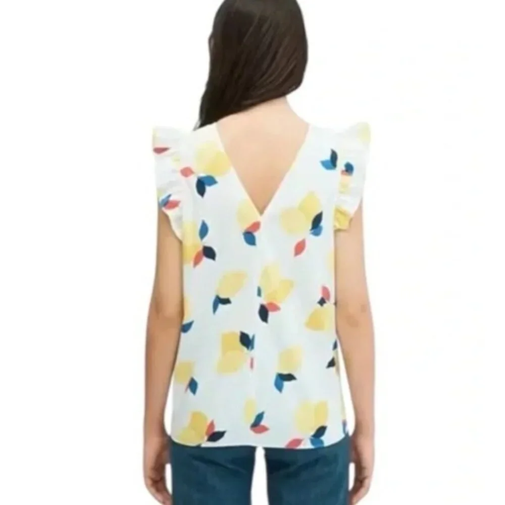 Women's - Kate Spade Lemon Zest Ruffle Top, Size XS